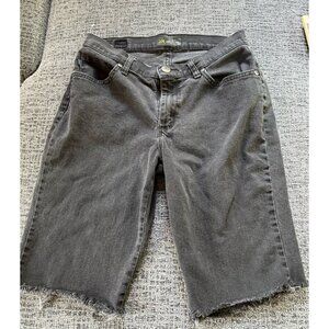 Lee Shorts Womens 6 Short Black Denim Jean Relaxed Fit Cutoff Mid Rise Cotton